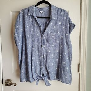 NWT button up shirt blue with palm trees
